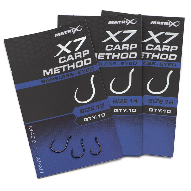 Matrix X7 Carp Method Barbless Eyed Hooks